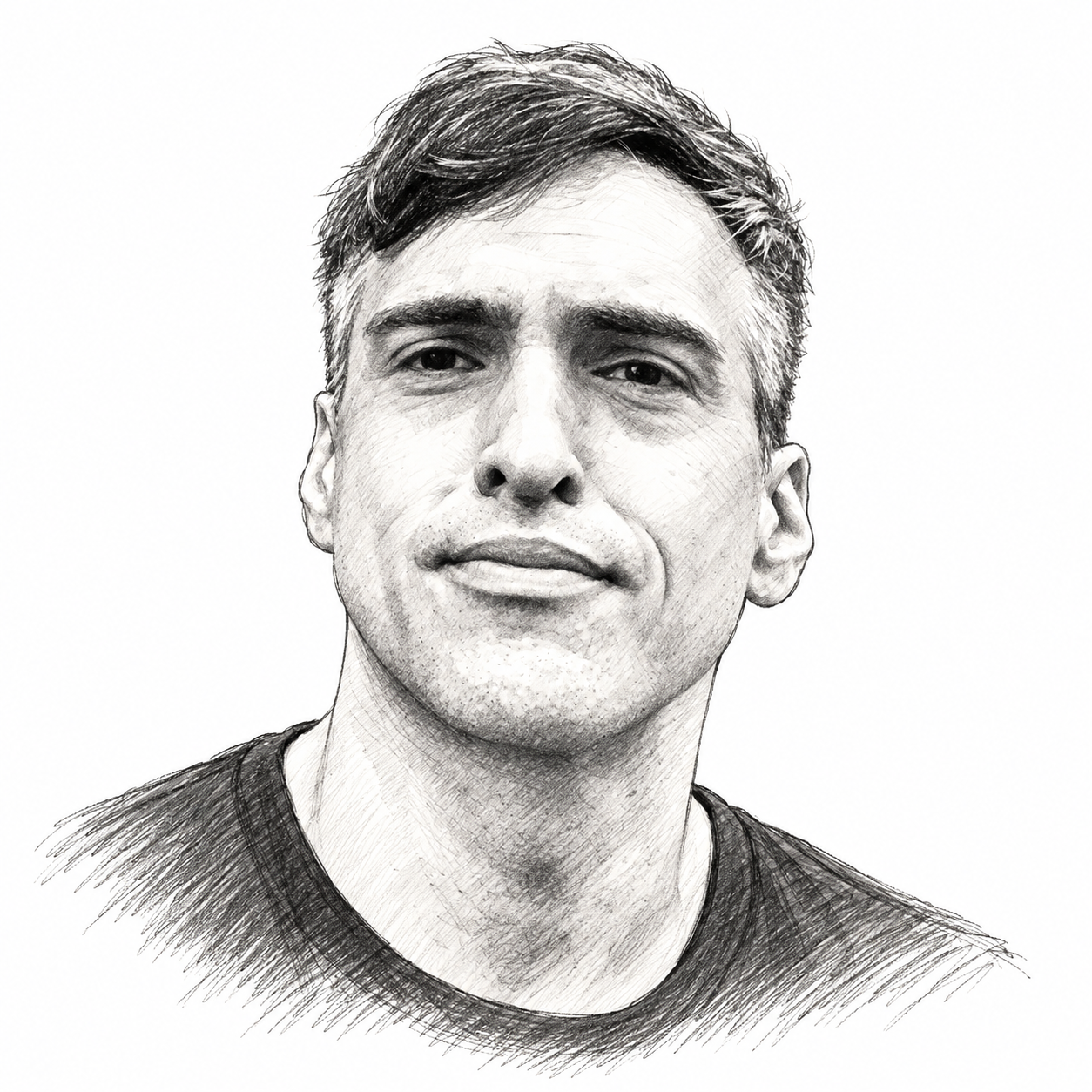 Hand-drawn portrait of Native Hawaiian artist Solomon Enos.
